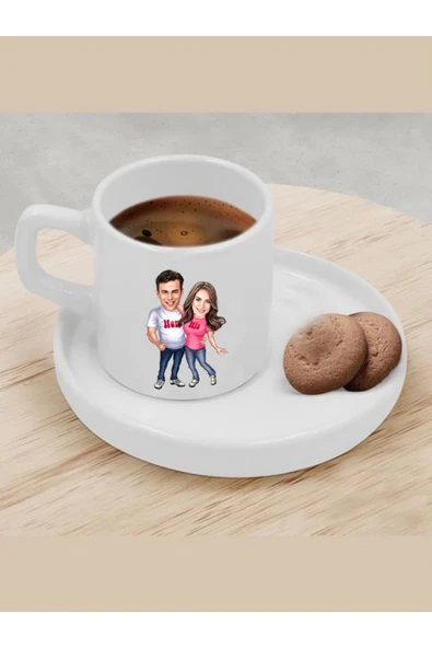 Kişiye Özel Türk Kahvesi Fincanı Karikatür Sevgili Fincanı 5 ürün görseli