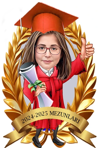 Kişiye Özel Mezuniyet Biblosu - Karikatür Mezuniyet Biblosu - Öğrenci Biblosu - Resim 5