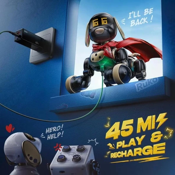 Ruko 18011 Robot Köpek Oyuncağı - Siyah & Gold - 8