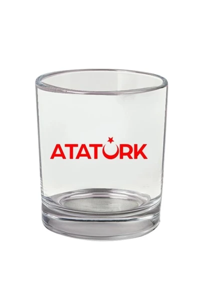 Atatürk Baskılı Viski Bardağı - Ay Yıldızlı Bardak ürün görseli