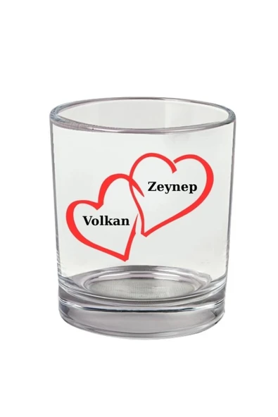 İsime Özel Viski Bardağı - Kalpli Bardak - Kişiye Özel Viski Bardak ürün görseli