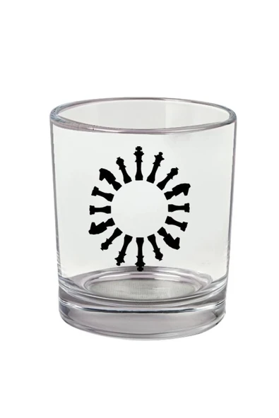 Satranç Baskılı Viski Bardağı - Satranç Bardak ürün görseli