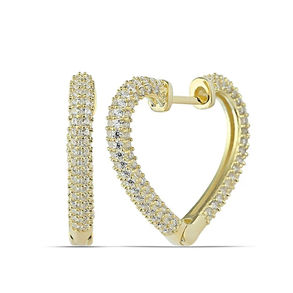 Gümüş Gold Kalp Kadın Küpe ürün görseli 1