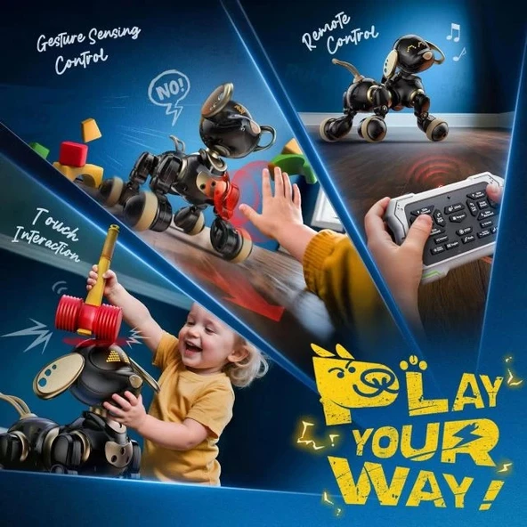 Ruko 18011 Robot Köpek Oyuncağı - Siyah & Gold - 5