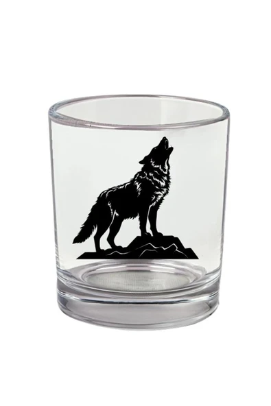 Kurt Baskılı Viski Bardağı - Kurtlu Bardak ürün görseli