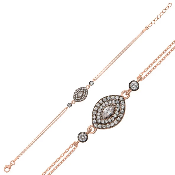 Gümüş Rose Damla Elmas Montür Kadın Bileklik ürün görseli 1