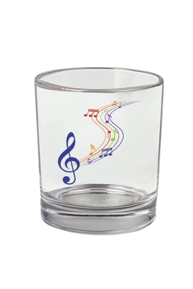 Müzik Baskılı Viski Bardağı - Notalı Bardak ürün görseli