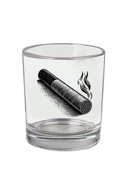 Sigara Baskılı Viski Bardağı - Sigaralı Model Bardak ürün görseli
