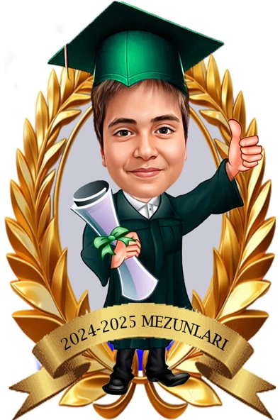 Kişiye Özel Mezuniyet Biblosu - Karikatür Mezuniyet Biblosu - Öğrenci Biblosu - Resim 6