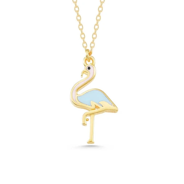 925 Ayar Gümüş Gold Flamingo Kadın Kolye ürün görseli 1