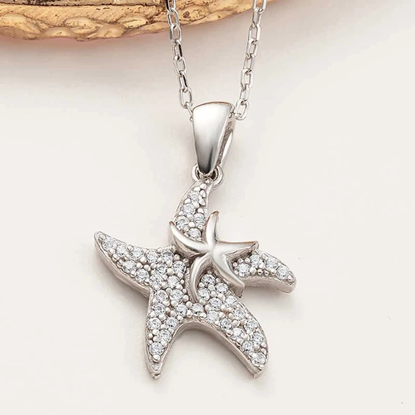 925 Ayar Gümüş Deniz Yıldızı Kadın Kolye ürün görseli 1