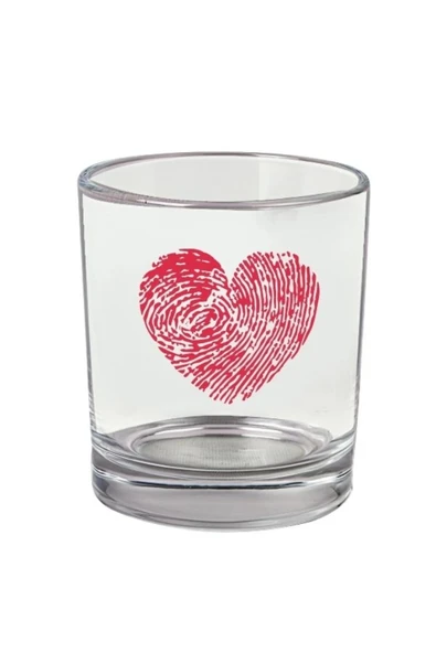 Kalp Baskılı Viski Bardağı - Kalpli Bardak ürün görseli