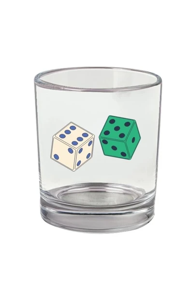 Zar Baskılı Viski Bardağı - Zarlı Bardak ürün görseli