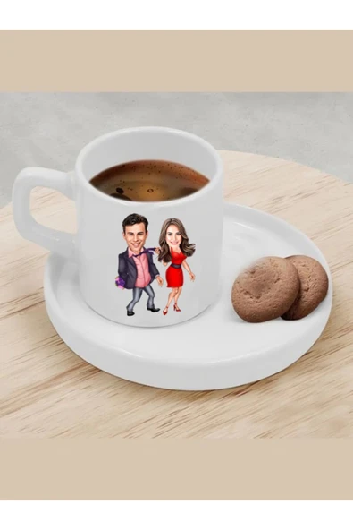 Kişiye Özel Türk Kahvesi Fincanı Karikatür Sevgili Fincanı 2 ürün görseli