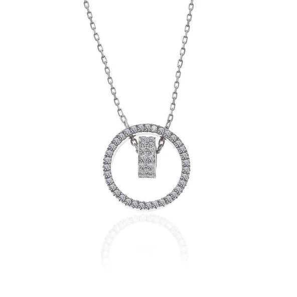 925 Ayar Gümüş İç İçe Geçmiş Halka Kadın Kolye ürün görseli 1