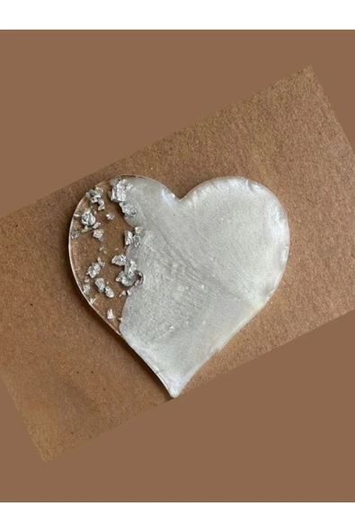 Epoksi Magnet - Boş Epoksi - Kalp Epoksi Magnet ( Gümüş ) - 10 Adet ürün görseli