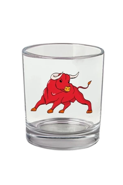 Boğa Baskılı Viski Bardağı - Boğalı Bardak ürün görseli