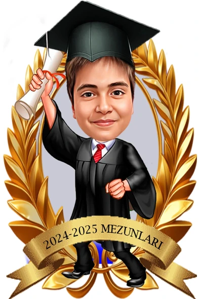Kişiye Özel Mezuniyet Biblosu - Karikatür Mezuniyet Biblosu - Öğrenci Biblosu - Resim 4