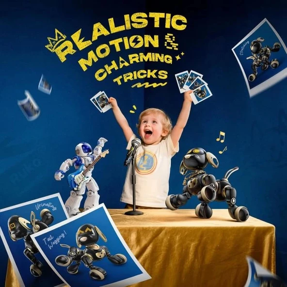 Ruko 18011 Robot Köpek Oyuncağı - Siyah & Gold - 4