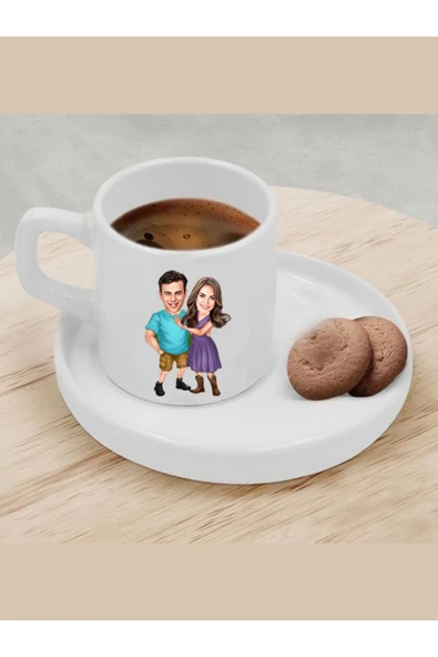 Kişiye Özel Türk Kahvesi Fincanı Karikatür Sevgili Fincanı 4 ürün görseli
