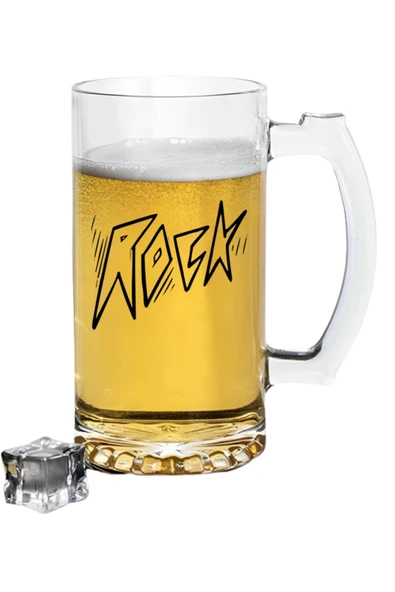 Rock Baskılı Bira Bardağı - Bira Bardağı ürün görseli