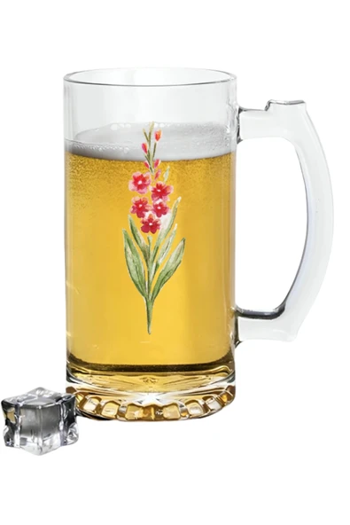 Çiçek Baskılı Bira Bardağı - Bira Bardak ürün görseli
