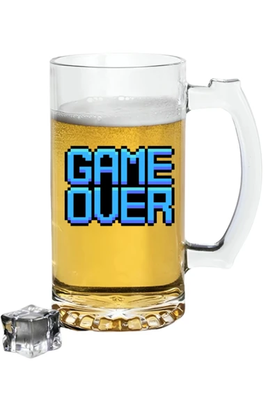 Game Over Baskılı Bira Bardağı - Oyun Bitti Baskılı Bira Bardağı ürün görseli