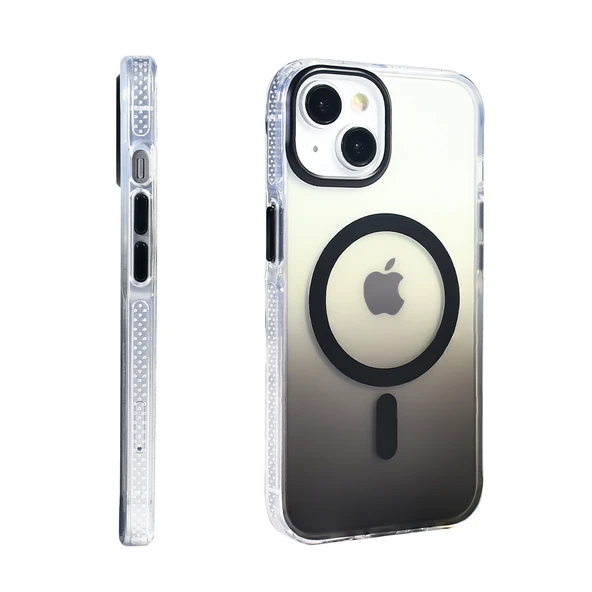 iPhone 13 Kılıf Kablosuz Şarj Özellikli Şeffaf Transparan Renk Geçişli Toros Kapak - Resim 4