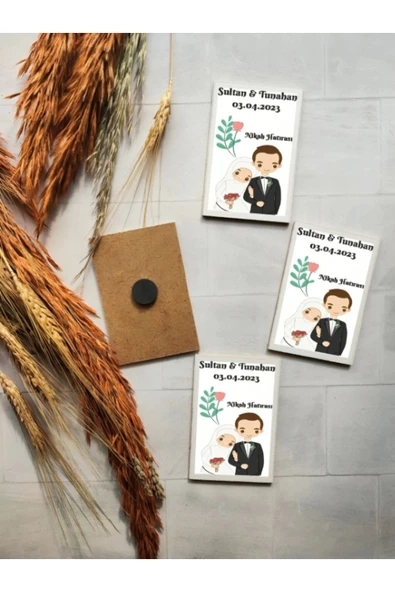 Kişiye Özel Magnet - Dikdörtgen Magnet - Ahşap Magnet ( 10 Adet ) - Resim 4