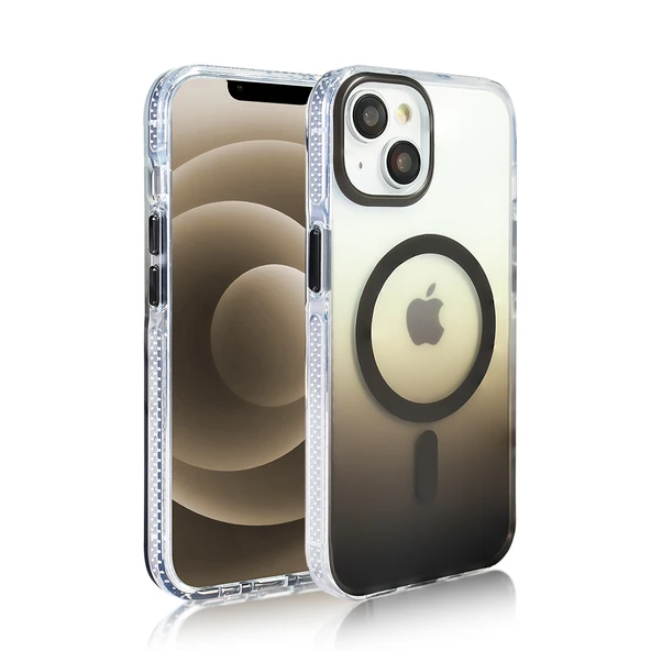 iPhone 13 Kılıf Kablosuz Şarj Özellikli Şeffaf Transparan Renk Geçişli Toros Kapak - Resim 7