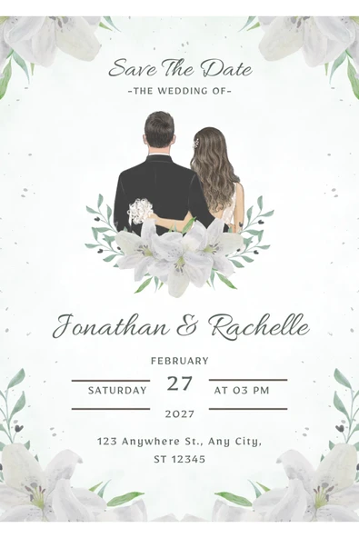 Kişiye Özel Davetiye - Düğün Davetiye - Nişan Davetiye - Nikah Davetiye ( Zarflı ) ( 50 Adet ) MDL ürün görseli