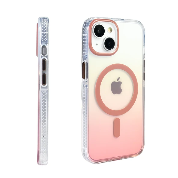 iPhone 13 Kılıf Kablosuz Şarj Özellikli Şeffaf Transparan Renk Geçişli Toros Kapak - Resim 2