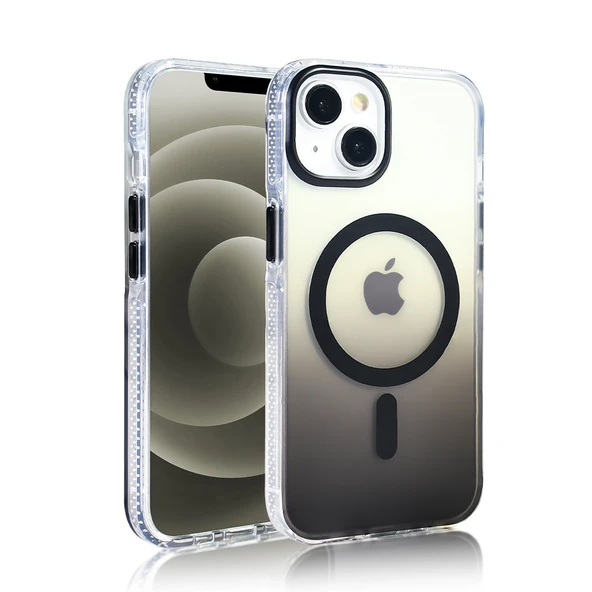 iPhone 13 Kılıf Kablosuz Şarj Özellikli Şeffaf Transparan Renk Geçişli Toros Kapak - Resim 5