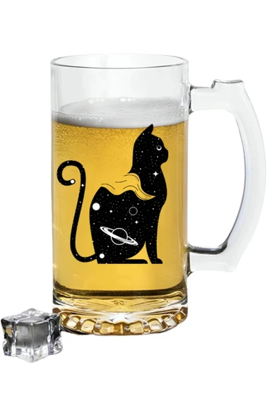 Kedi Baskılı Bira Bardağı - Bira Bardak ürün görseli
