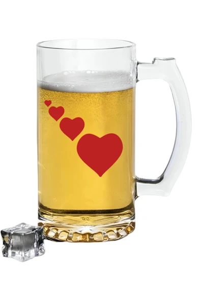 Kalp Baskılı Bira Bardağı - Bira Bardak ürün görseli