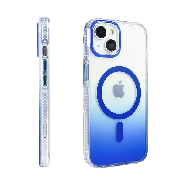 iPhone 13 Kılıf Kablosuz Şarj Özellikli Şeffaf Transparan Renk Geçişli Toros Kapak - Resim 8