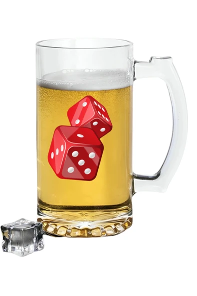 Zar Baskılı Bira Bardağı - Bira Bardak ürün görseli