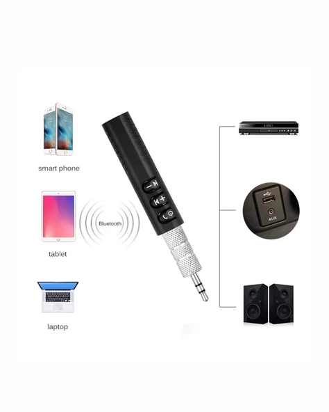 Bluetooth AUX Adaptör | 3.5mm Ses Girişi İçin Kablosuz Dönüştürücü, 10m Menzil - 5