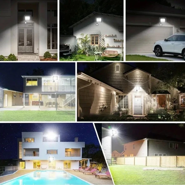 Dış Mekan ve Kamp İçin USB İle Şarj Olan 4 Farklı Işık Modlu Güçlü  Projektör Lamba 200W 3600 Mah - Resim 4