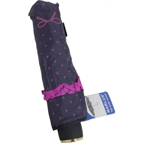 Marlux Kenarı Renkli Fırfır ve Fiyonk Detaylı Mavi Kadın Şemsiye - Resim 2