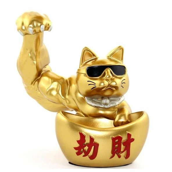 Polyester Şanslı Kedi Figürü Dekoratif Hediyelik - Resim 2