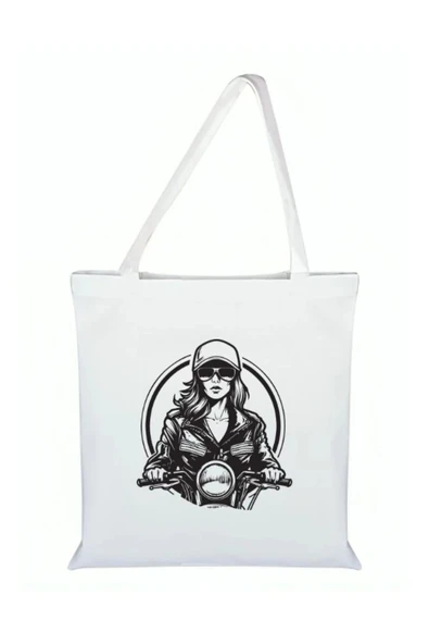 Motorcu Baskılı Bez Çanta - Motorcu Çanta ürün görseli