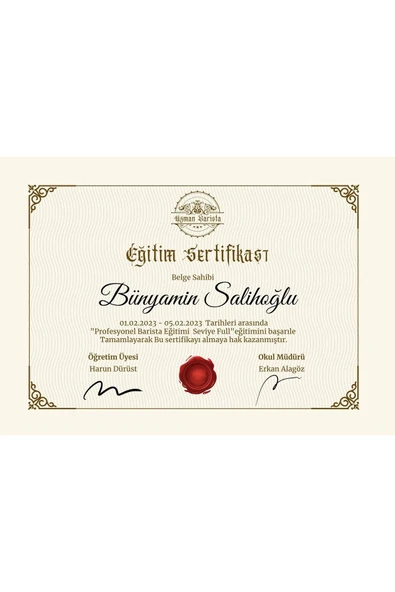 Kişiye Özel Sertifika - Eğitim Sertifikası - Mezuniyet Sertifikası - Başarı Sertifikası ( 10 Adet ) ürün görseli