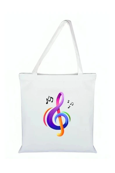 Müzik Baskılı Bez Çanta - Notalı Çanta ürün görseli