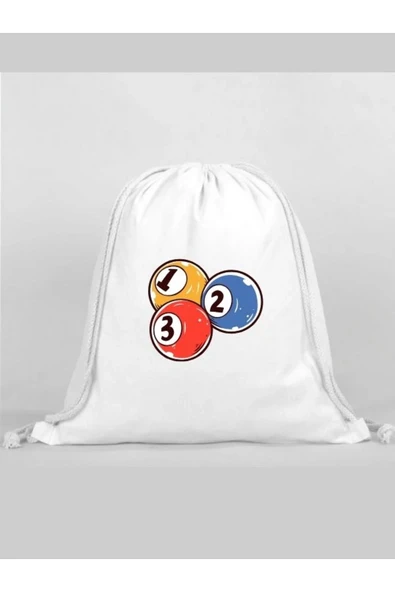 Bilardo Baskılı Sırt Çantası - İp Büzgülü Spor Çanta ürün görseli