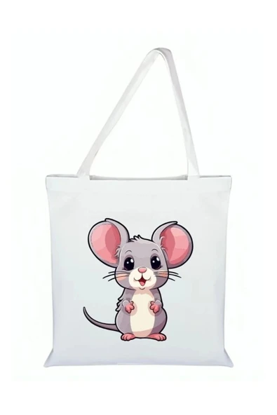 Fare Baskılı Bez Çanta - Fareli Çanta ürün görseli