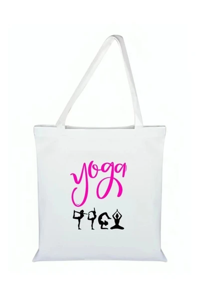 Yoga Baskılı Bez Çanta - Yogalı Çanta ürün görseli