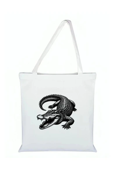 Timsah Baskılı Bez Çanta - Timsahlı Çanta ürün görseli