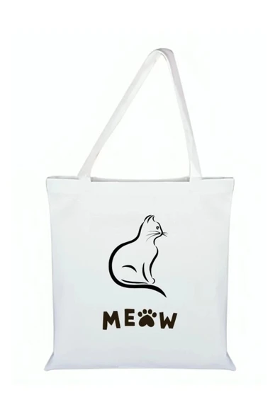 Kedi Baskılı Bez Çanta - Kedili Çanta ürün görseli