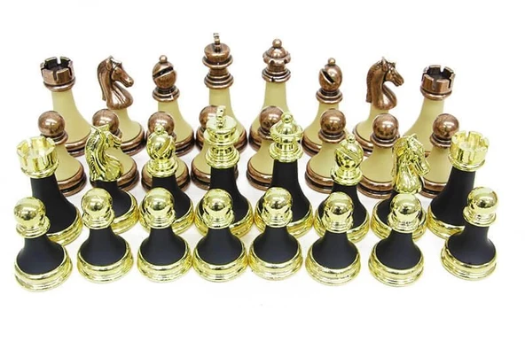 Satranç Taşı Zamak Polyester Krem Siyah - Resim 2